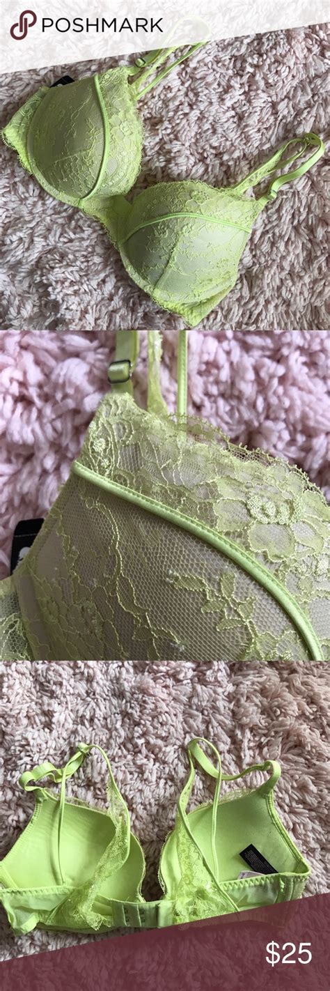 Vs Designer Silk And Lace Pushup Bra Lime Green Lace Push Up Bra From