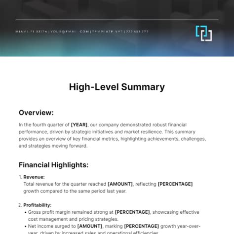 Free High Level Summary Template Edit Online And Download