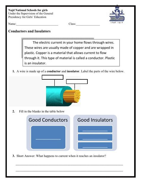 Conductors And Insulators Worksheet Pdf