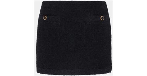 Alessandra Rich Checked Tweed Boucle Mini Skirt In Black Lyst