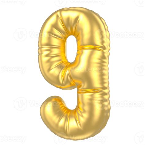 3d Gold Number 9 Rendering 41280432 Png