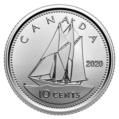 2020 Canadian 10-Cent Bluenose Schooner Dime Coin (Brilliant Uncirculated)