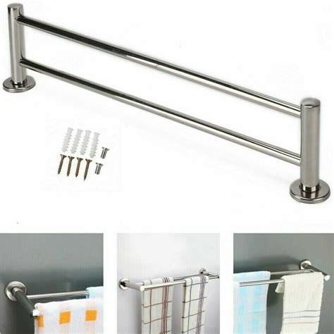 Cm Cm Single Double Towel Rail Rack Wall Mounted Stainless Bathroom