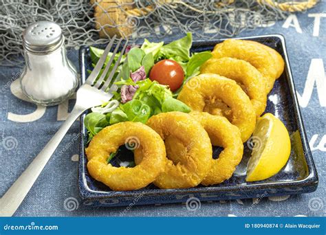 Roman Style Squid Platter Stock Photo Image Of Cooked