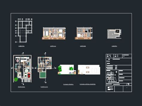 Vivienda Unifamiliar 2 Plantas En AutoCAD CAD 117845 Bibliocad