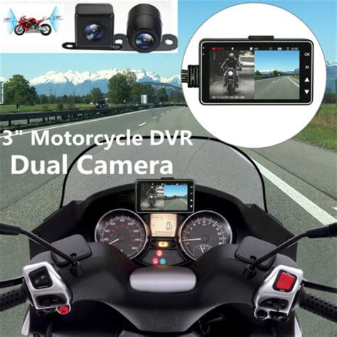 3 Motorcycle DVR Dash Cam Driving Video Recorder Front Rear View Dual