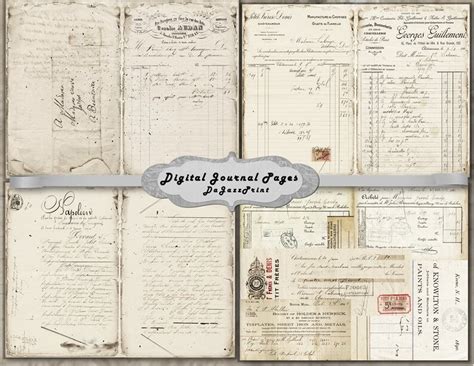 Digital Junk Journal Old Ledgers Antique Script Scrap Pack