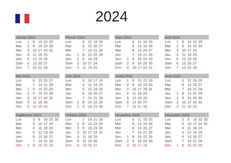 Premium Vector Year 2024 Calendar In French With France Holidays