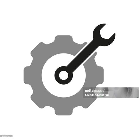 Cog And Spanner Icon On White Background High Res Vector Graphic