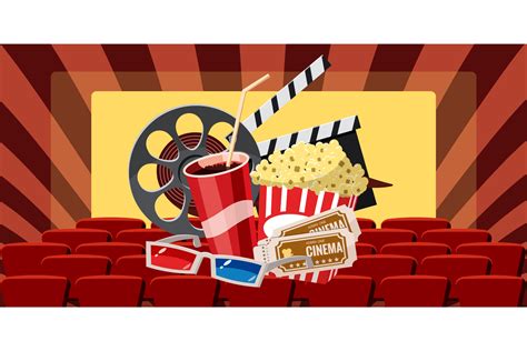 Cinema Movie Premiere Icons Set Cartoon Style 311214 Illustrations