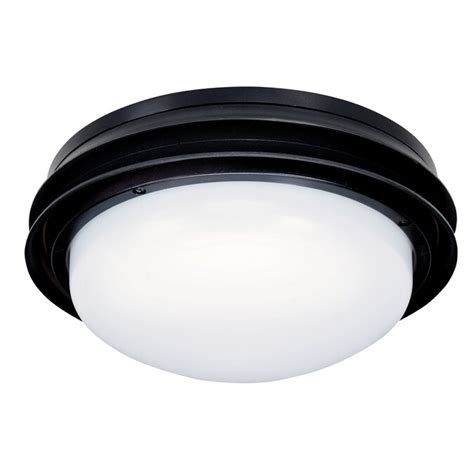 Hunter Low Profile Marine II 2-Light Textured Black Fluorescent Ceiling Fan Light Kit with ...