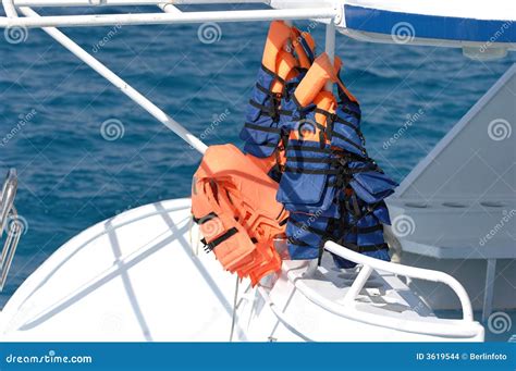 Life jackets on boat stock photo. Image of water, emergency - 3619544