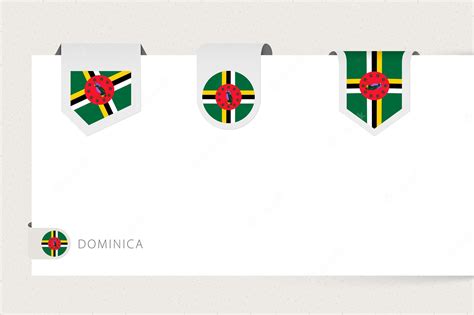 Colección De Banderas De Etiqueta De Dominica En Diferentes Formas Plantilla De Bandera De Cinta