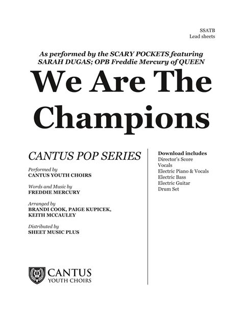 We Are The Champions Arr Cantus Youth Choirs Publishing Sheet Music