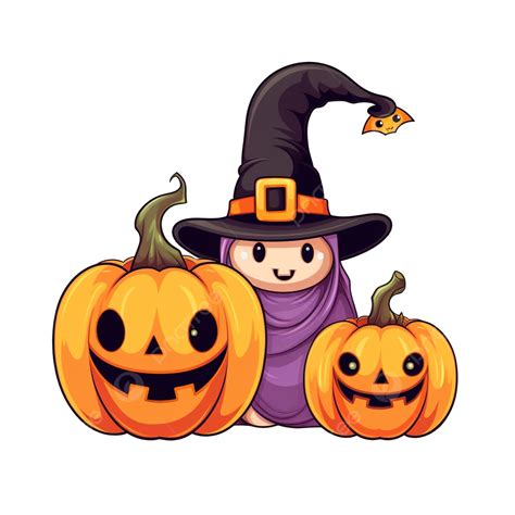 Halloween Characters Pumpkin In Witch Hat With Ghost And Bats Vector