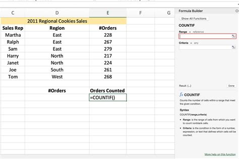 Formula For Counting Cells With Data