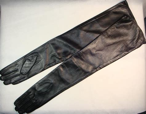 Genuine Lambskin Leather Over The Elbow Extra Long Opera Party Evening