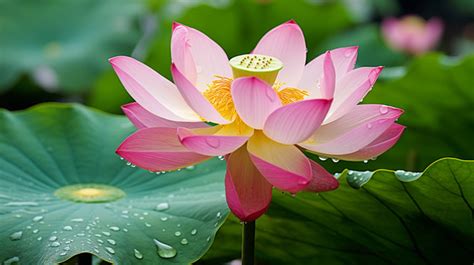 Pink Lotus Blooming In A Pond Background Plants Landscape Outdoor