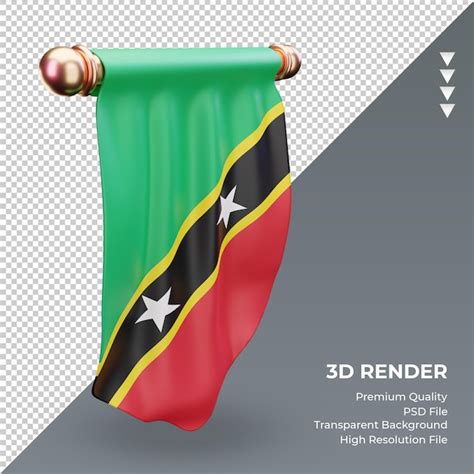 Premium PSD 3d Pennant St Kitts And Nevis Flag Rendering Right View