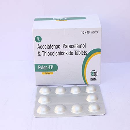 Evlop Tp Aceclofenac Paracetamol And Thiocolchicoside Tablets