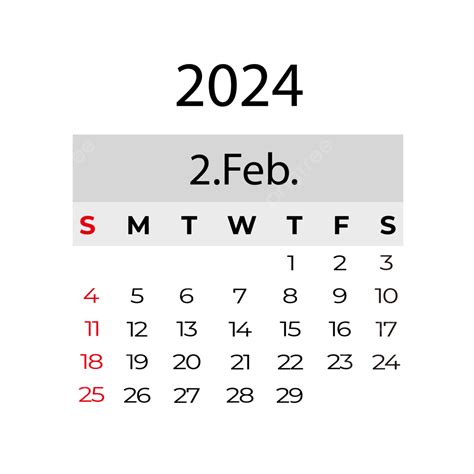 Calendario Simple Para Febrero De 2024 Png 2024 Febrero Calendario