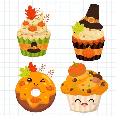 Premium Vector Halloween Cupcakes Set Cute Cartoon Style Vector