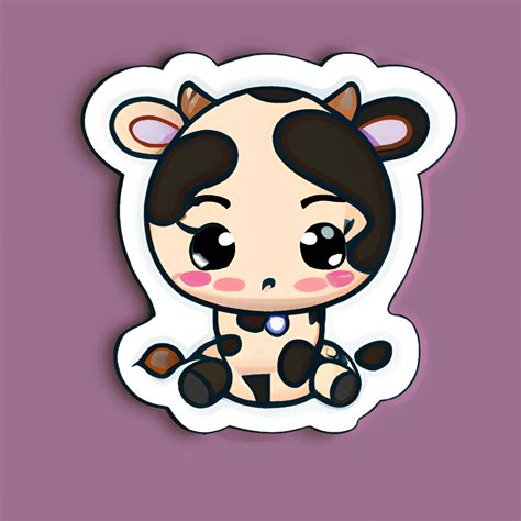 Adhesivo Kawaii Chibi Cow · Creative Fabrica