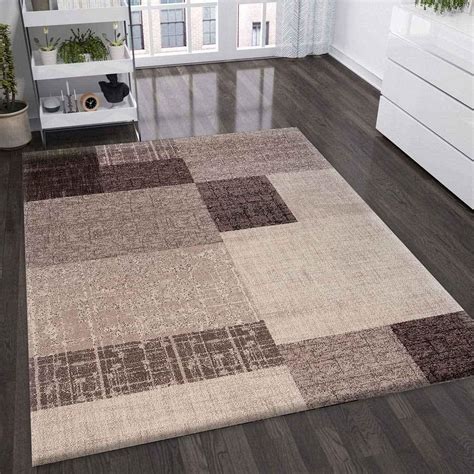 Amazon De Vimoda Wohnzimmer Teppich Kurzflor In Beige Braun Designer