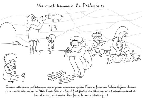 Coloriage à imprimer Vie quotidienne à la Préhistoire