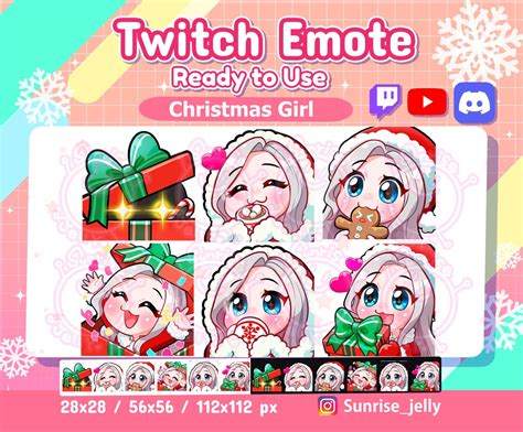 Christmas Twitch Emotes White Hair Blue Eyes Santa Chibi Etsy