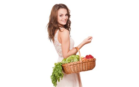 K K K Vegetables Smile White Background Wicker Basket Brown