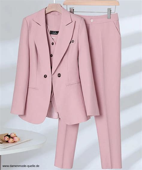 Damen Outfits Zweiteiler Damen Hosenanzug Elegant In Rosa