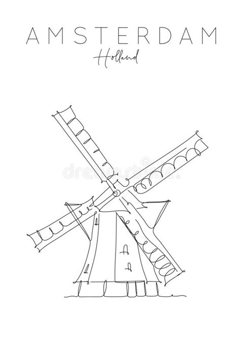 Poster Holland Windmill Stock Vector Illustration Of Drawn 150988340