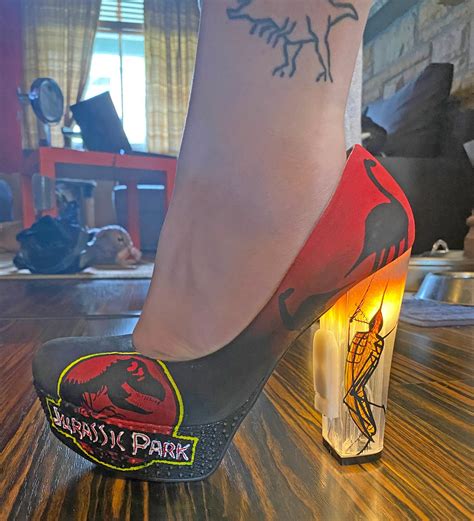 Light Up Jurassic Park Heels With Giant Mosquito Stuck In Amber