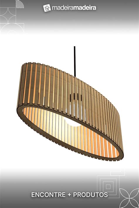 Luminária Pendente Zepelim Modelo Ripado MDF CRU MadeiraMadeira