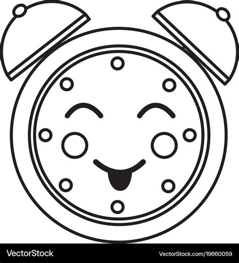 Kawaii Cartoon Clock Alarm Character Royalty Free Vector