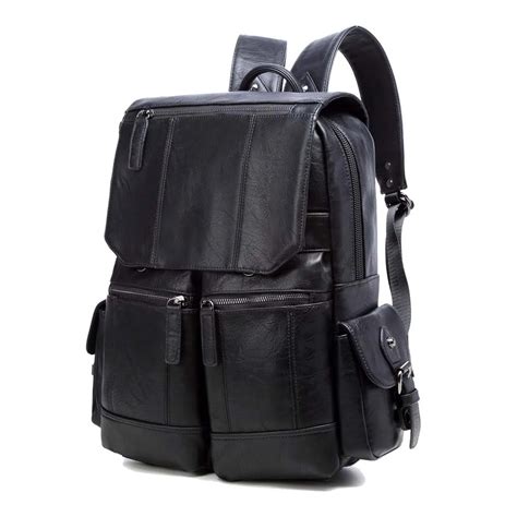 Large Capacity Laptop Male Backpack High Quality PU Leather Backpacks ...