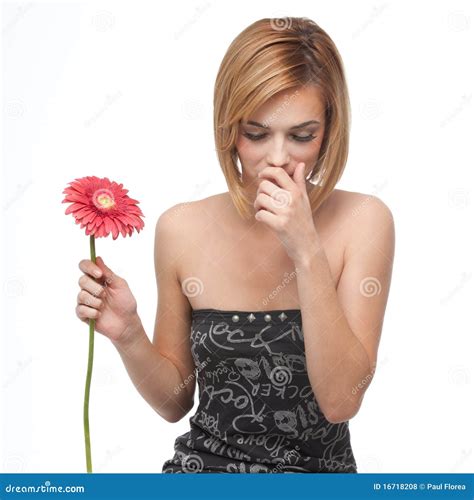 Portrait Of A Young Woman Sneezing Stock Photo Image Of Fresh Nose