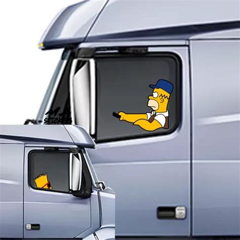 Calcoman A Sticker Para Homero Manejando Asomado Camion Mercadolibre