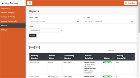 Vehicle Parking Management Project In Php Mysql