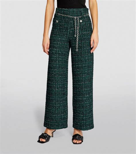 Womens Maje Green Tweed Tailored Trousers Harrods UK