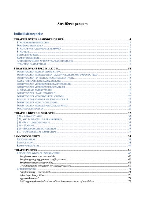 Strafferet Gode Noter Strafferet Pensum Indholdsfortegnelse