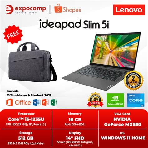 Jual LENOVO IDEAPAD SLIM 5i IP 5 14IAL7 5RID GREY CORE I5 1235U