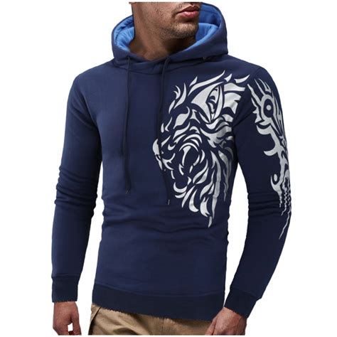 Fengqque Men's and Big Mens Long Sleeve Classic Hooded Sweatshirts ...