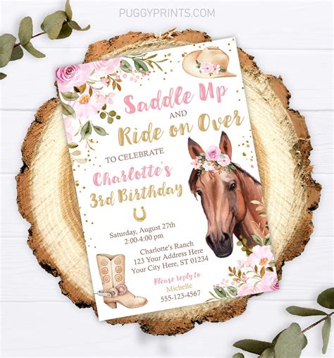 Horse Birthday Invitation Editable Horse Invitation Template