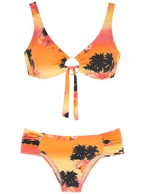 Amir Slama Print Ilha De Hibiscus Bikini Set Farfetch