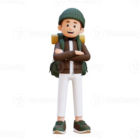 3d Traveller Character Crossed Arms Pose 47554879 Png