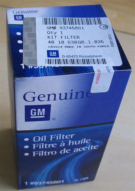 93745801 Genuine Oe Gm Oil Filter Chevrolet Captiva Cruze Orlando
