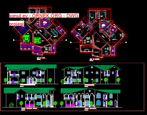 Proje Sitesi Konut Ev Autocad Projesi