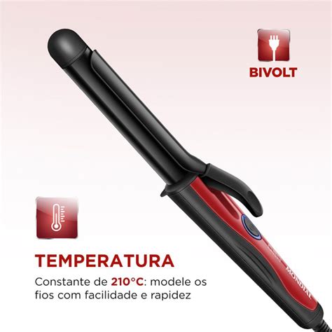 Modelador De Cachos Infinity Mondial Preto Vermelho W Bivolt Em